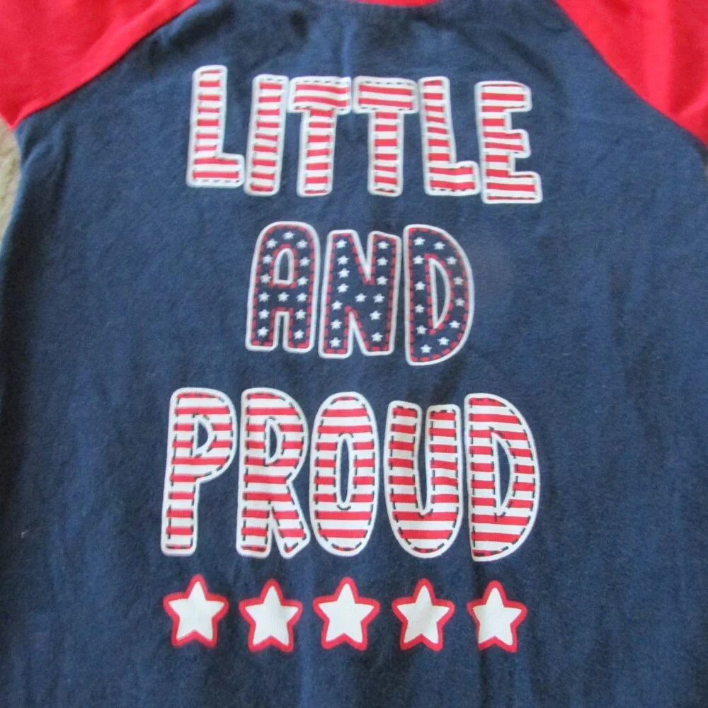Patriotic Romper Infant Boys Size 3-6M Red White‎ Blue Short Sleeve Little Proud